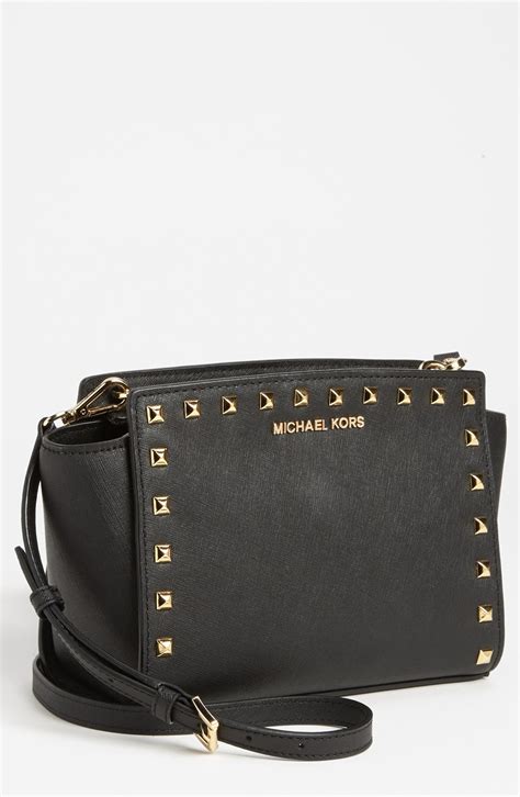 michael kors selma studded large black|michael kors selma crossbody bag.